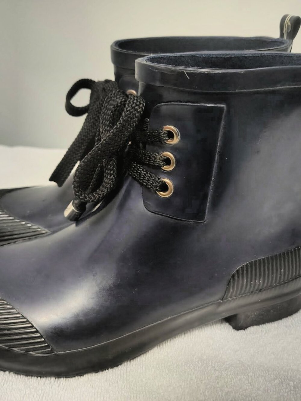 Nautica Navy Lace-Up Rain Boots Women's Size 7 Waterproof
